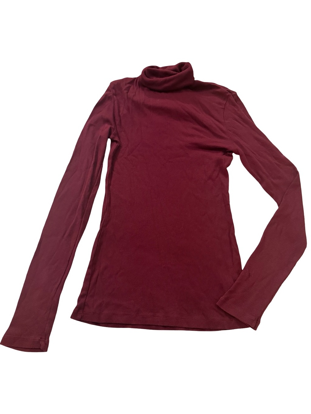 Splendid Burgundy Ribbed Turtleneck Sweater Long Sleeve Top Basic Medium Women's